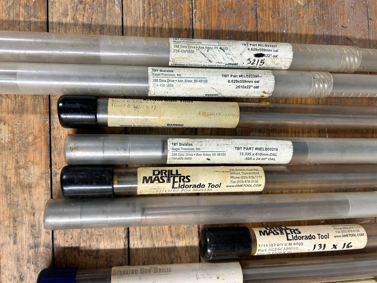 Used Large Lot of Various New Gun Drills Eldorado Tool Drill Masters, 40+ Gun Drills