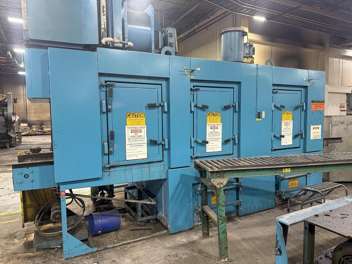Used 24" x 24" RANSOHOFF 3-STAGE STEEL MESH CONVEYOR PASS THROUGH PARTS WASHER