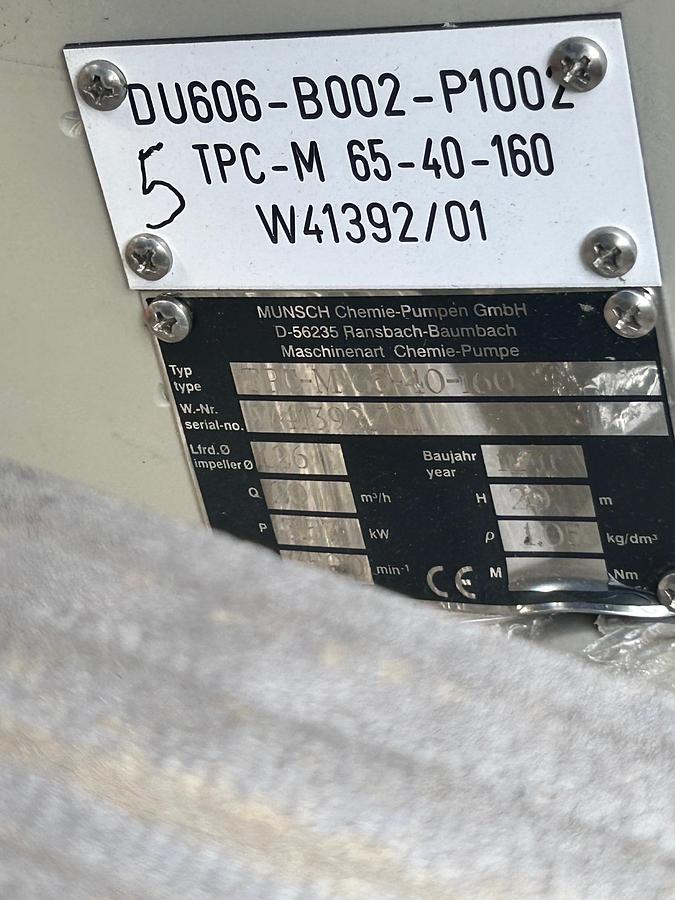 Used Munsch Vertical Cantilever Pump, Model: TPC-M-50-32-125 (6 Available)