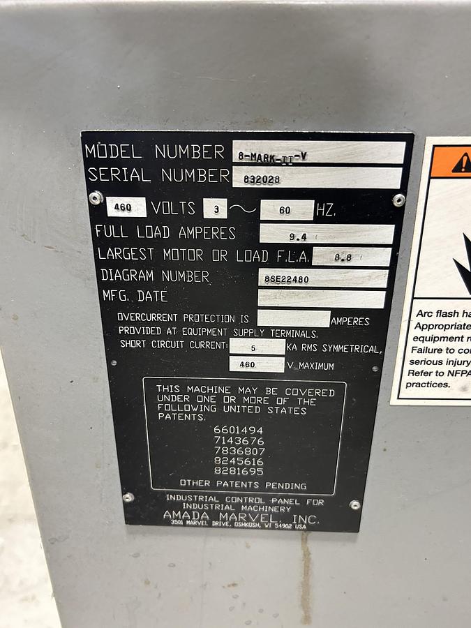 Used 2020 Marvel (Amada) Series 8 Mark II-V Vertical Band Saw