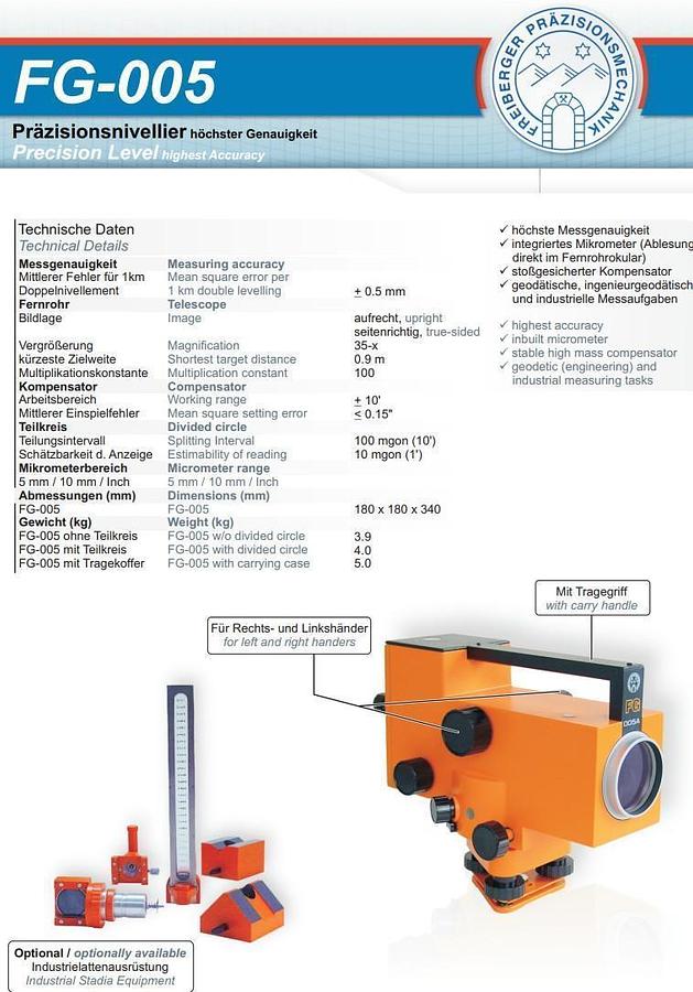 Used 35x FREIBERGER MODEL #FG-005A PRECISE AUTOMATIC LEVEL