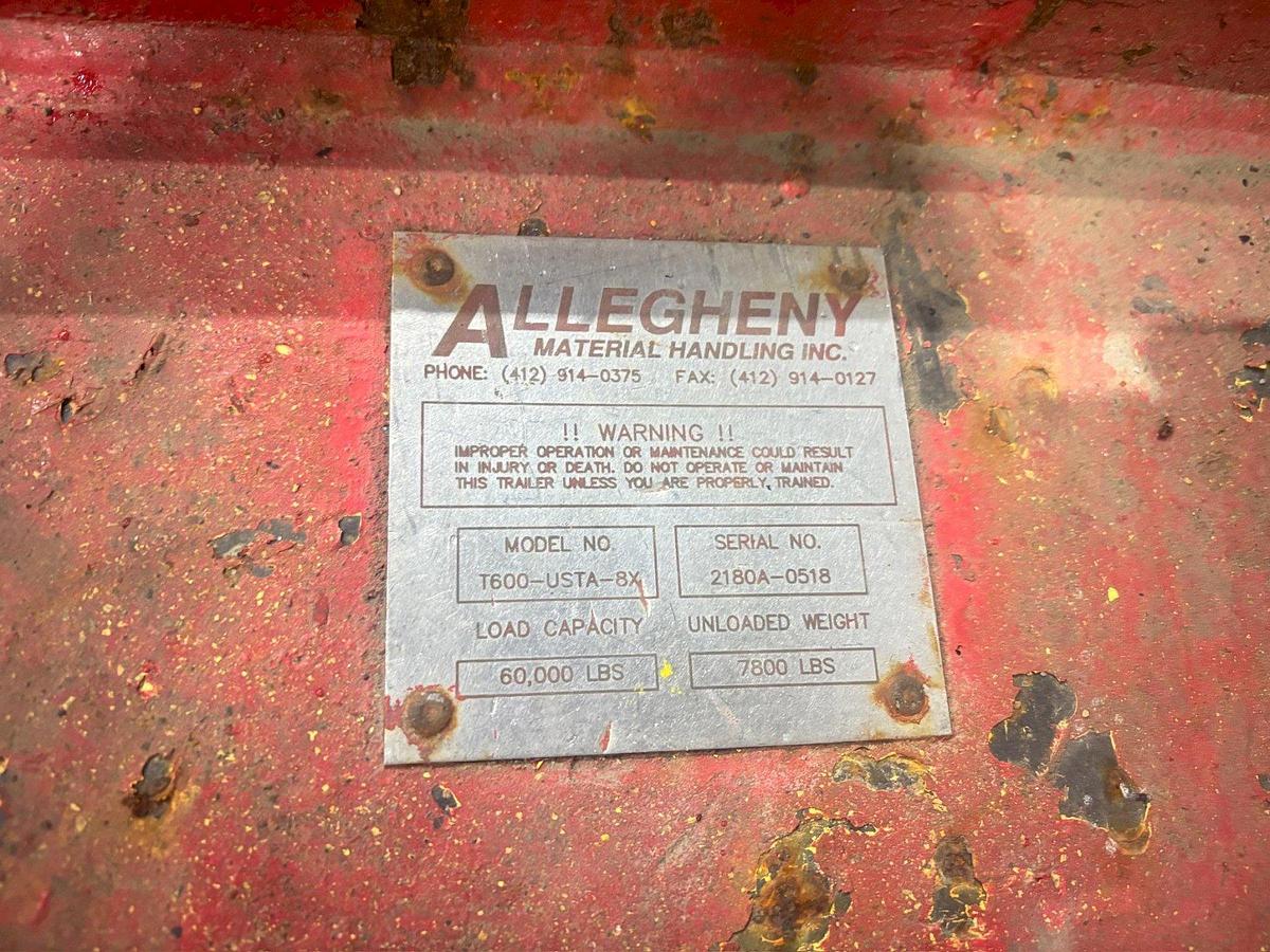 Used 60,000 LBS ALLEGHENY MATERIAL HANDLING INC MODEL #T600-USTA-8X TUGGER TRAILER DIE CART