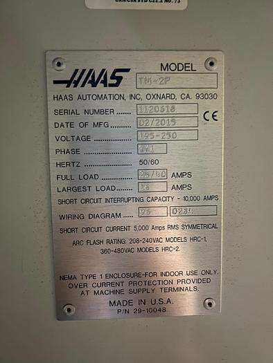 Used Haas TM-2P Vertical Machining Center