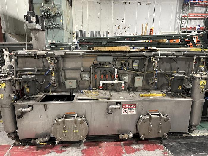 Used 3-LANE 12" WIDE BELT, 4-STAGE STAINLESS STEELL WASHER JENFAB MODEL #MCCS-3000SS2F