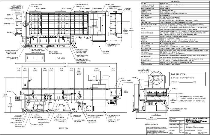 Used 3-LANE 12" WIDE BELT, 4-STAGE STAINLESS STEELL WASHER JENFAB MODEL #MCCS-3000SS2F