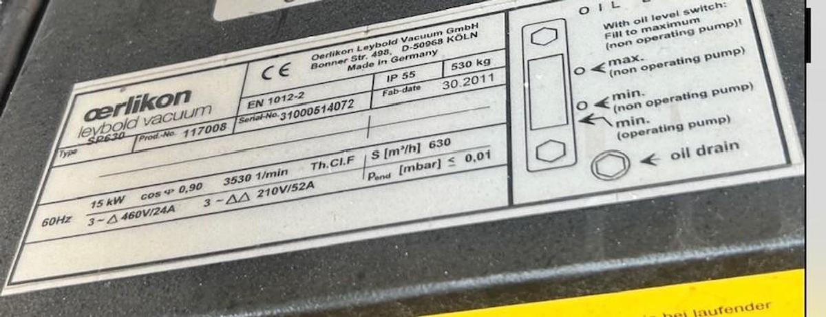 Used Oerlikon Leybold Vacuum SCREWLINE SP630
