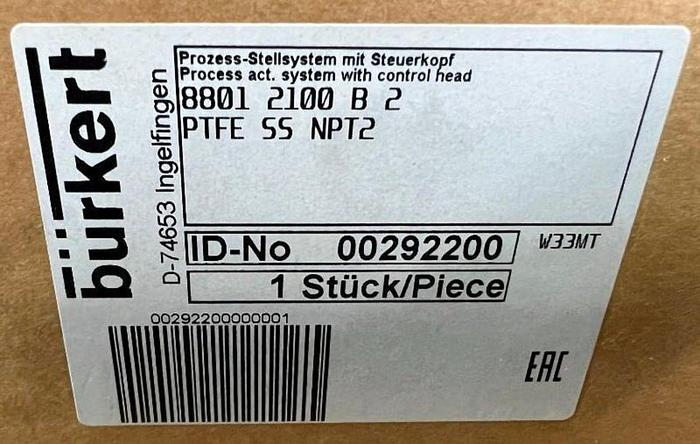 Burkert 2-Way Angle Seat Valve, 2100 B 50M PTFE SS Pilot 36 (00188057)