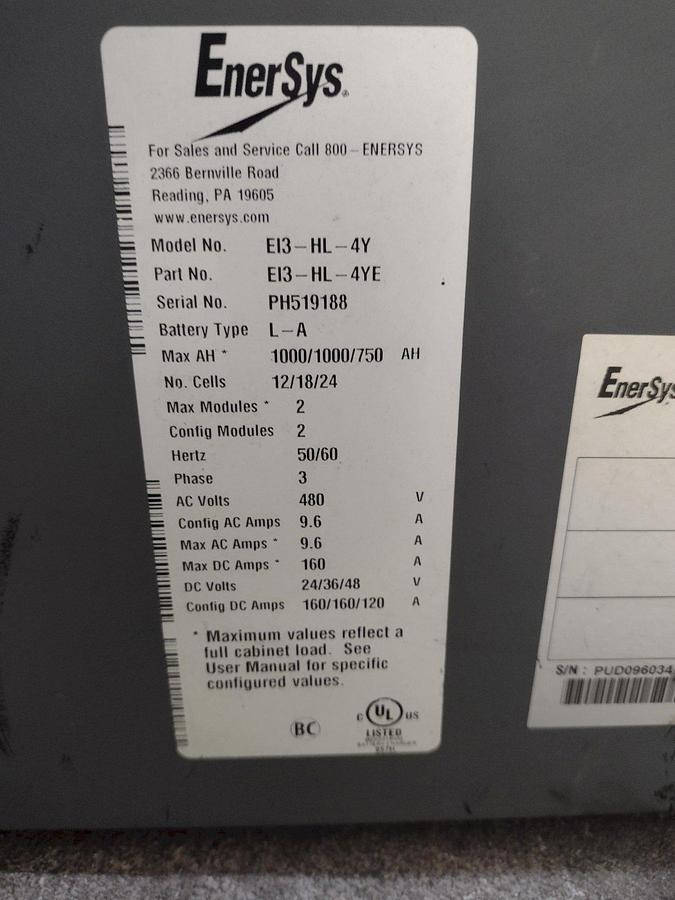Used EnerSys Impaq EI3-HL-4Y Smart Industrial Forklift Battery Charger