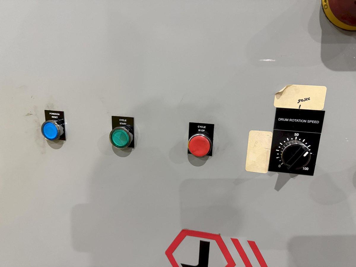 Used JENFAB STAINLESS MODEL # LJ 19" ROTARY DRUM WASH / RINSE/ DRY PARTS WASHER SYSTEM