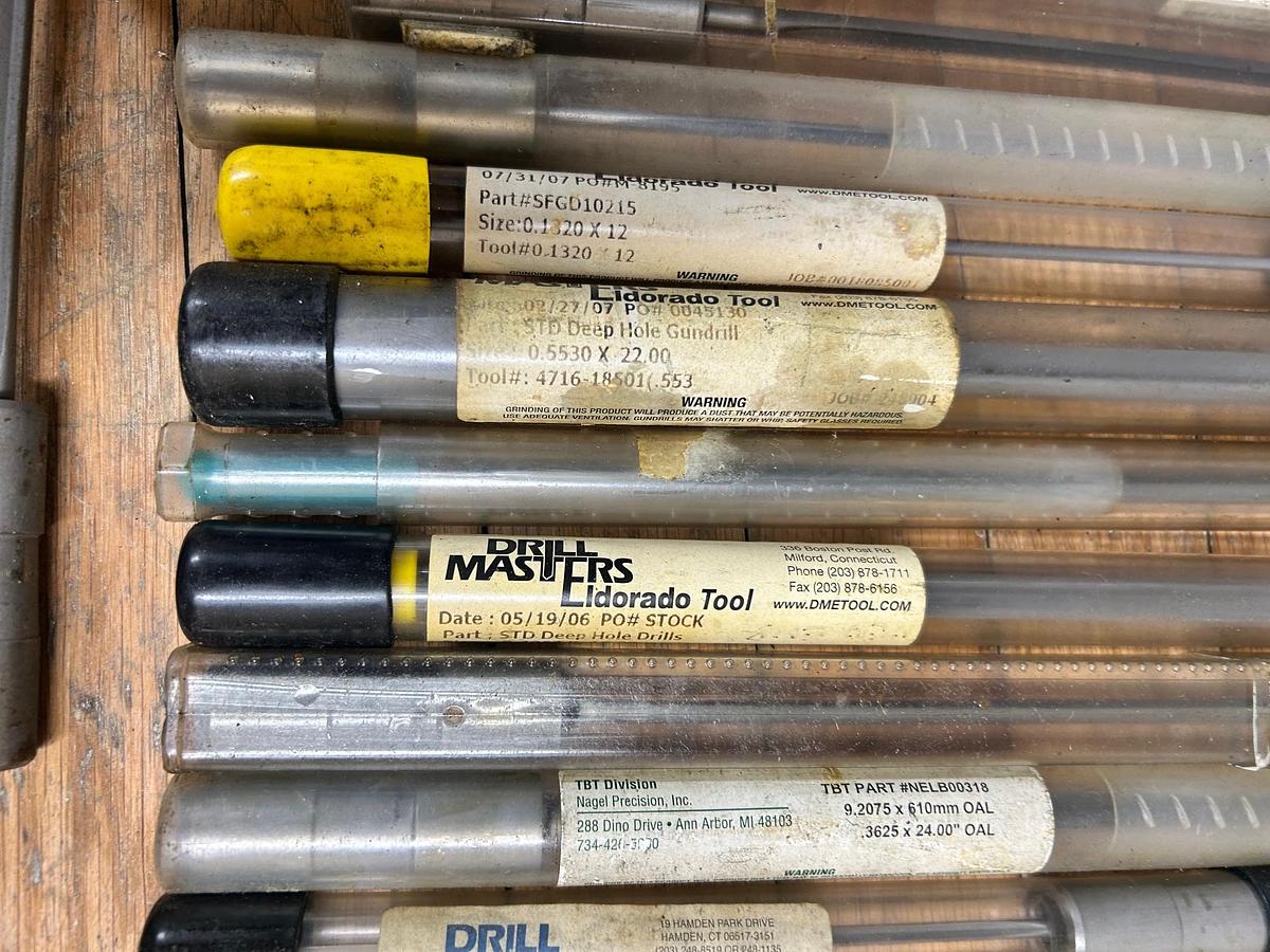 Used Large Lot of Various New Gun Drills Eldorado Tool Drill Masters, 40+ Gun Drills