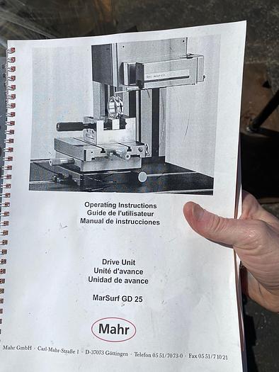 Used Mahr MarSurf CD120 Contur Measuring Station w/ Mahr Perthometer S2
