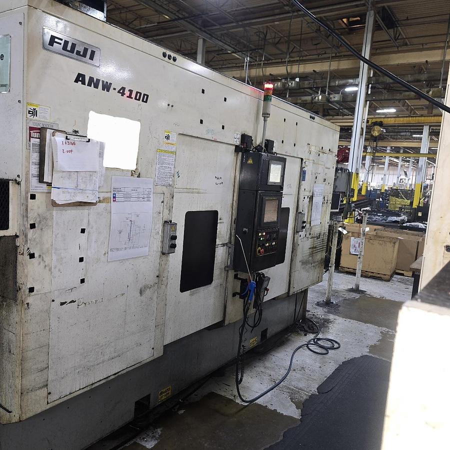 Used Fuji Model ANW-4100 Twin Spindle Twin Turret Ganty Load CNC Lathe