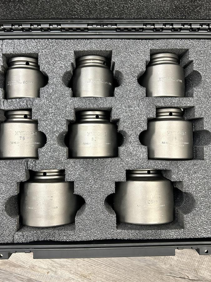 Used Hytorc 1-1/2" Drive Metric Socket Set - Size 60mm to 105mm