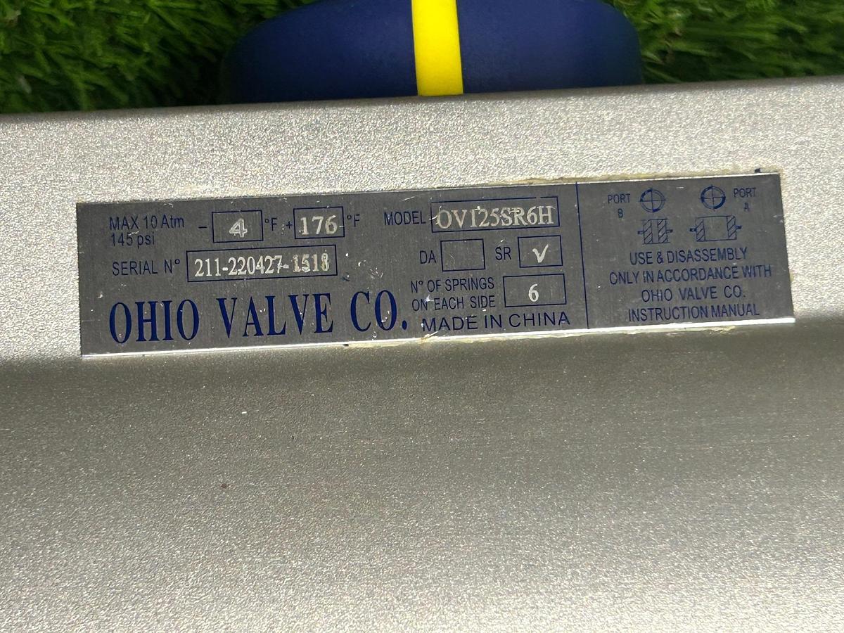 Used Ohio Valve Company OV125SR6H Pneumatic Actuator \& 150 PSI Valve Assembly (New)