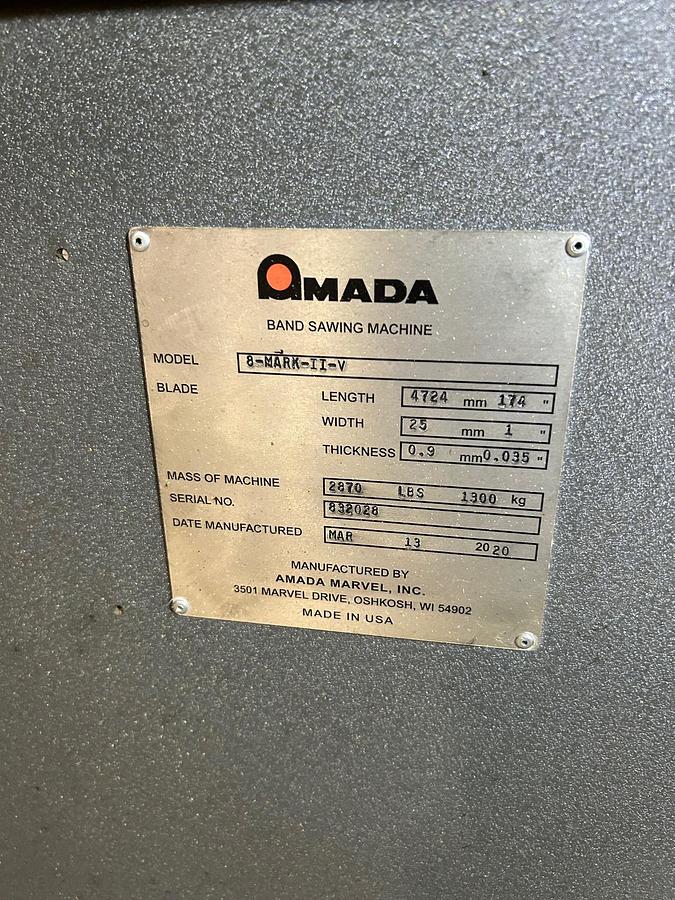 Used 2020 Marvel (Amada) Series 8 Mark II-V Vertical Band Saw
