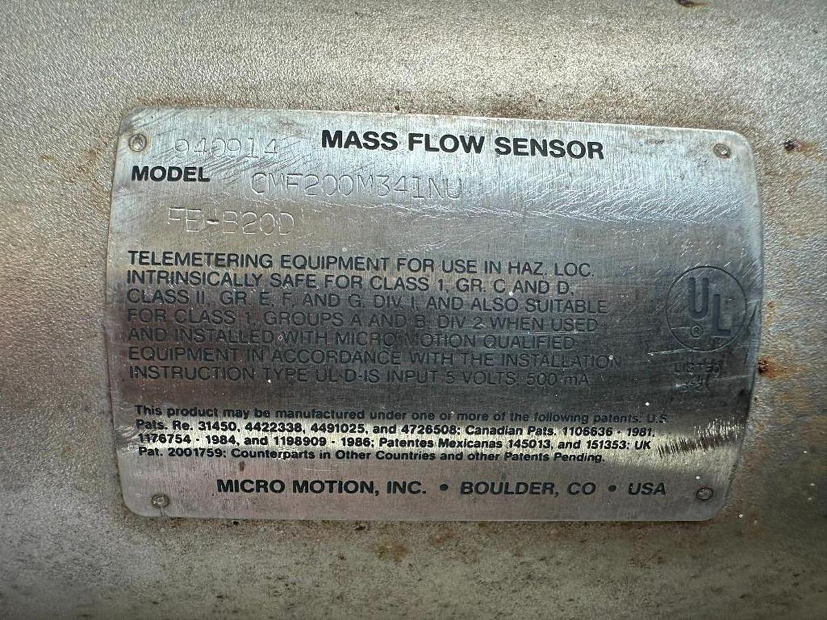 Used Emerson Micromotion CMF200 Model: CMF200431NU,  1-1/2"