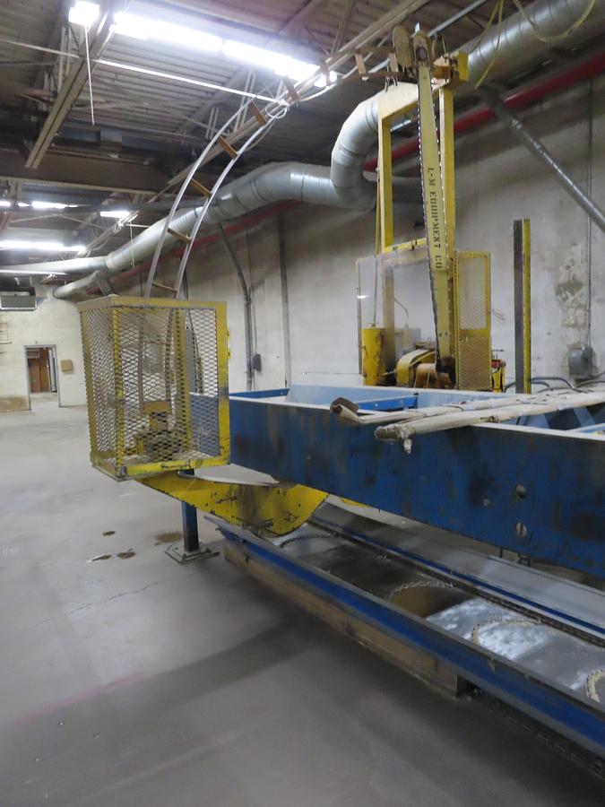 Used 15 HP L&M EQUIPMENT MODEL #HMPC-7-24 CROSS CUT BUNDLE TRAVELING ARCH WOOD BUNDLE SAW WITH CONVEYOR