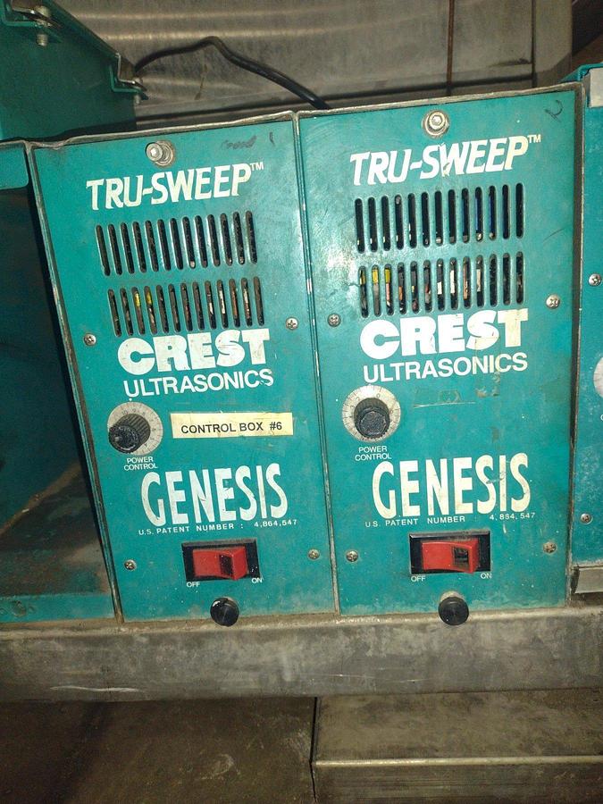 Used Crest Ultrasonics 6-Bath Station Gantry Type Ultrasonic Clean Line