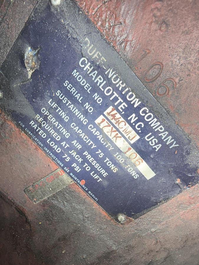 Used (2) 100 TON DUFF NORTON MODEL #144-CMJ AIR MOTOR JACKS, 30" LIFT