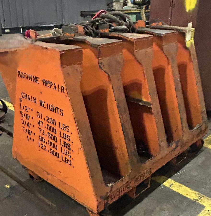 Used HEAVY DUTY LIFTING CHAINS W/ ROLLING STAND/CABINET (5+ Available)