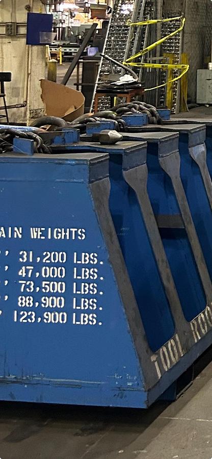 Used HEAVY DUTY LIFTING CHAINS W/ ROLLING STAND/CABINET (5+ Available)