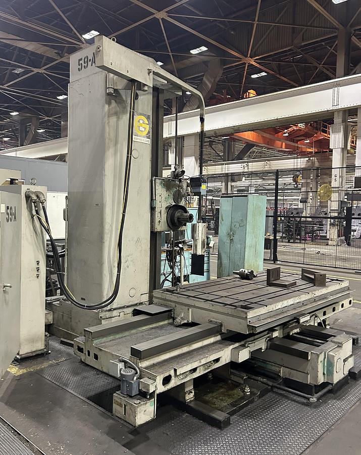 Used Giddings & Lewis CNC Horizontal Table Type Boring Mill, T-Slotted Table 84" x 48" with Heidehain Control