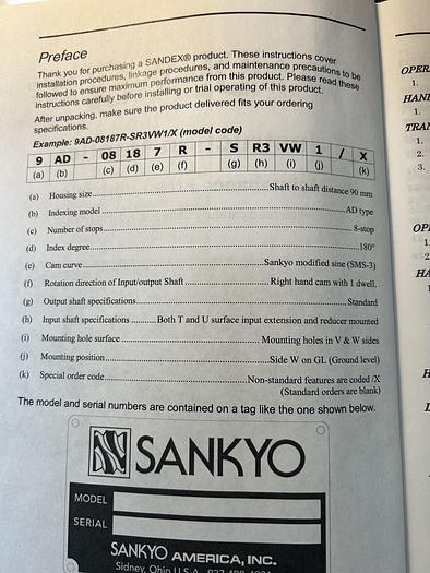 Sankyo Indexer, Model: 15AD-03278R-S3VW1
