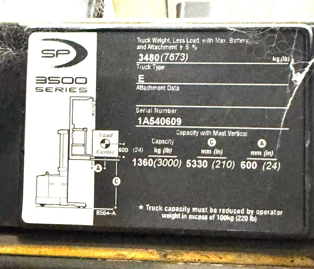 Used 3000 Lb Crown Lift SP 3500 Series Order Picker Electric Type Lift