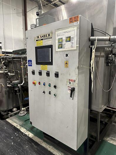 Used 3-LANE 12" WIDE BELT, 4-STAGE STAINLESS STEELL WASHER JENFAB MODEL #MCCS-3000SS2F