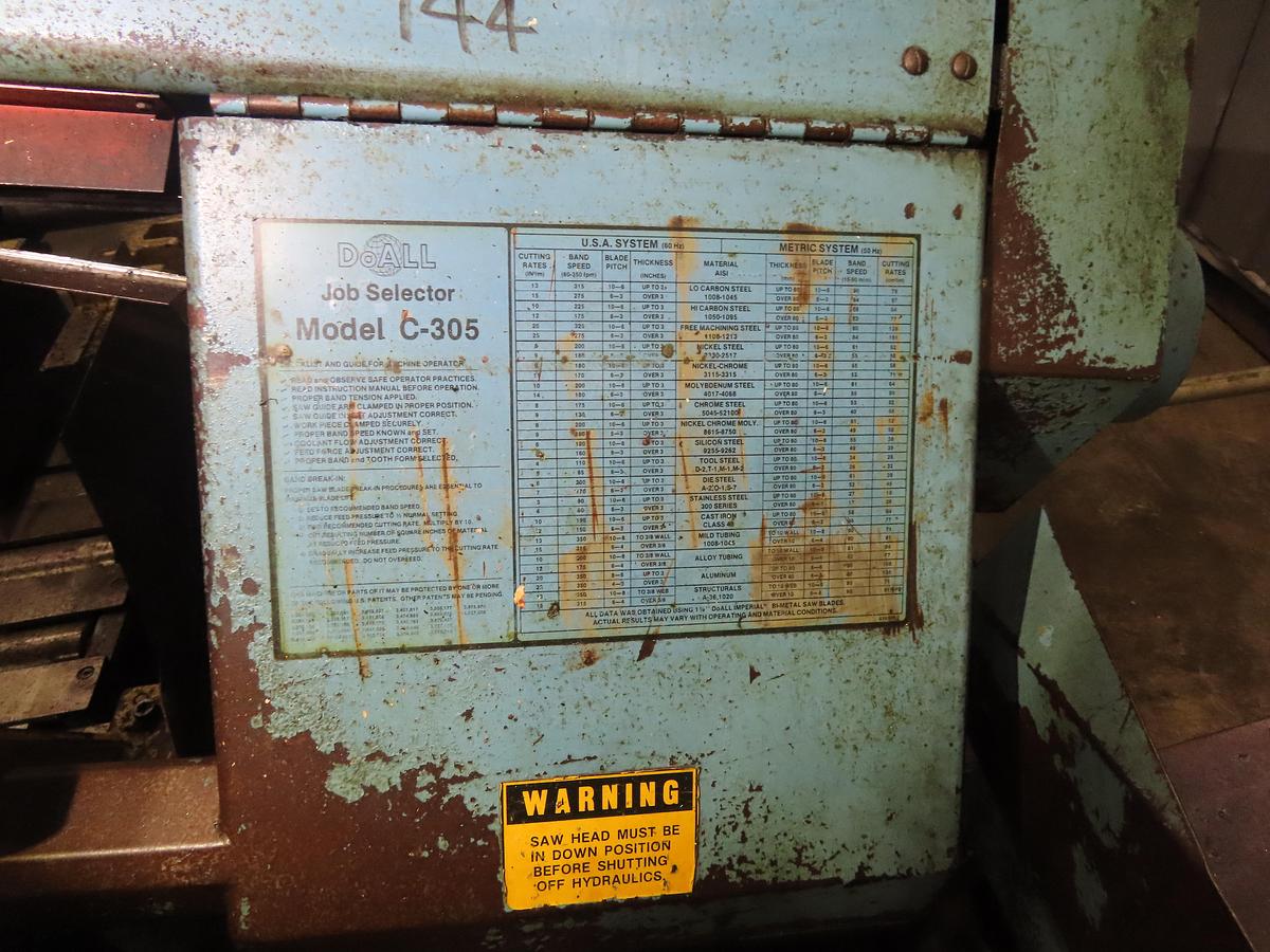 Used 12" x 12" DoAll  Model: #C-305A fully automatic horizontal bandsaw