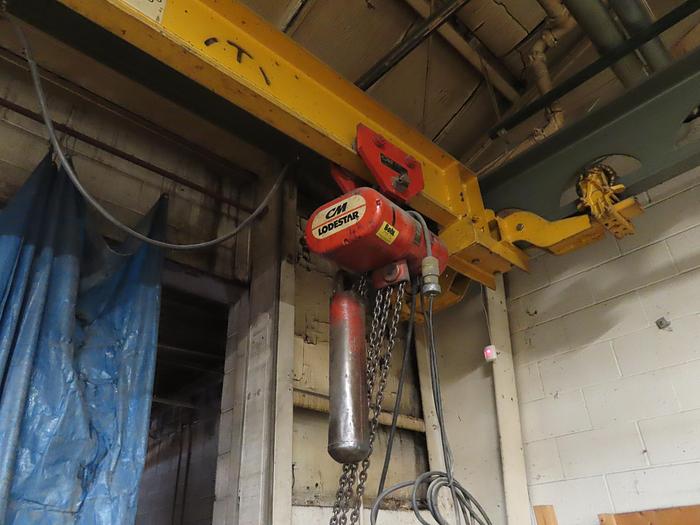 Used 3-Ton x 60 LF Dual Bridge Cleveland Tramrail Underslung Crane w/ (2) 3-Ton CM Lodestar Hoists (20' Span)