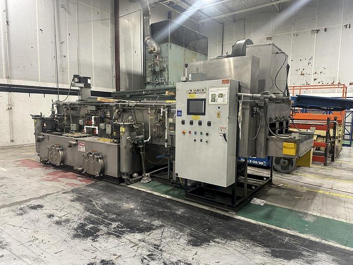 Used 3-LANE 12" WIDE BELT, 4-STAGE STAINLESS STEELL WASHER JENFAB MODEL #MCCS-3000SS2F