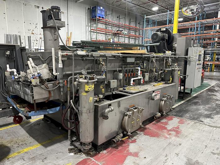 Used 3-LANE 12" WIDE BELT, 4-STAGE STAINLESS STEELL WASHER JENFAB MODEL #MCCS-3000SS2F