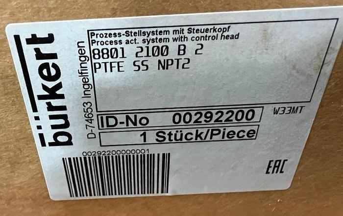Burkert 2-Way Angle Seat Valve, 2100 B 50M PTFE SS Pilot 36 (00188057)