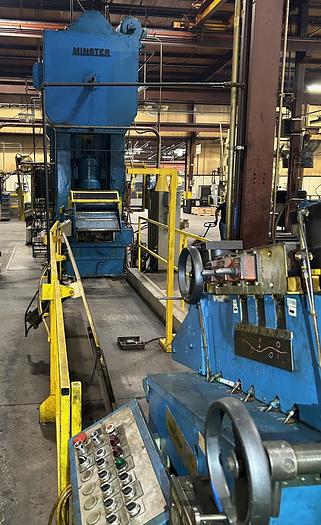Used 600-Ton Minster E2-600 Straight Side Press with 26" Minster Feedline
