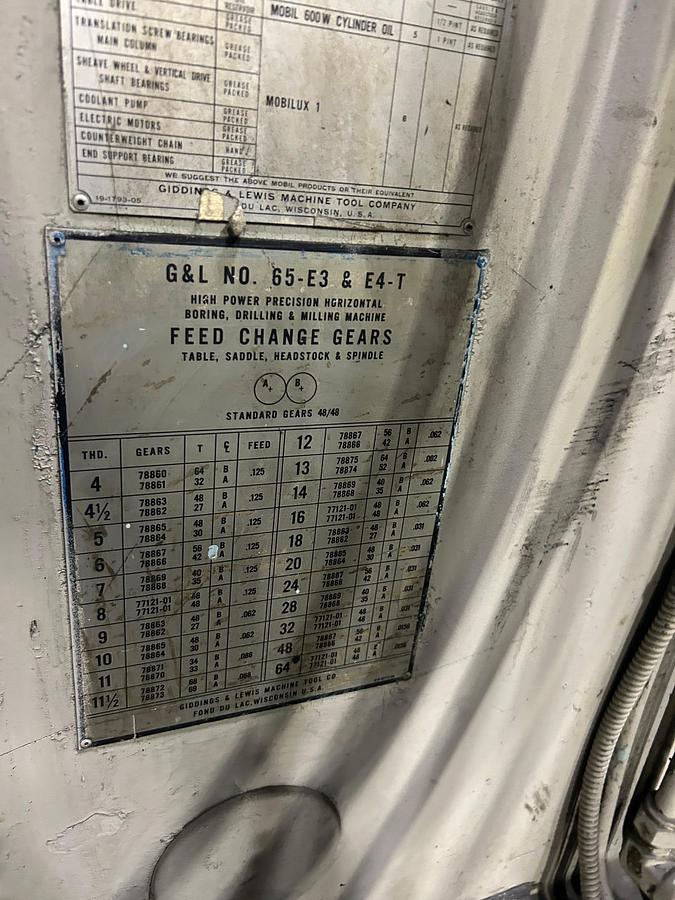 Used Giddings & Lewis Horizontal Table Type Boring Mill, Model: 65-E3 & E4-T 