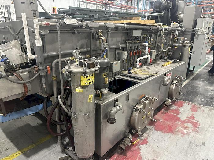 Used 3-LANE 12" WIDE BELT, 4-STAGE STAINLESS STEELL WASHER JENFAB MODEL #MCCS-3000SS2F