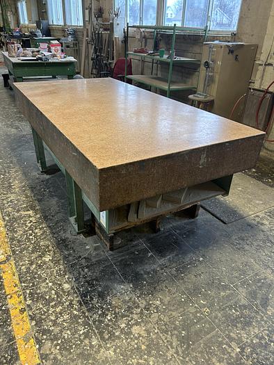 Used 96" x 48" x 10" Starrett Pink Granite Surface Plate & Stand