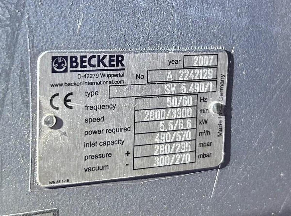 BECKER SV 5.490/1-01 REGENERATIVE BLOWER PUMP 