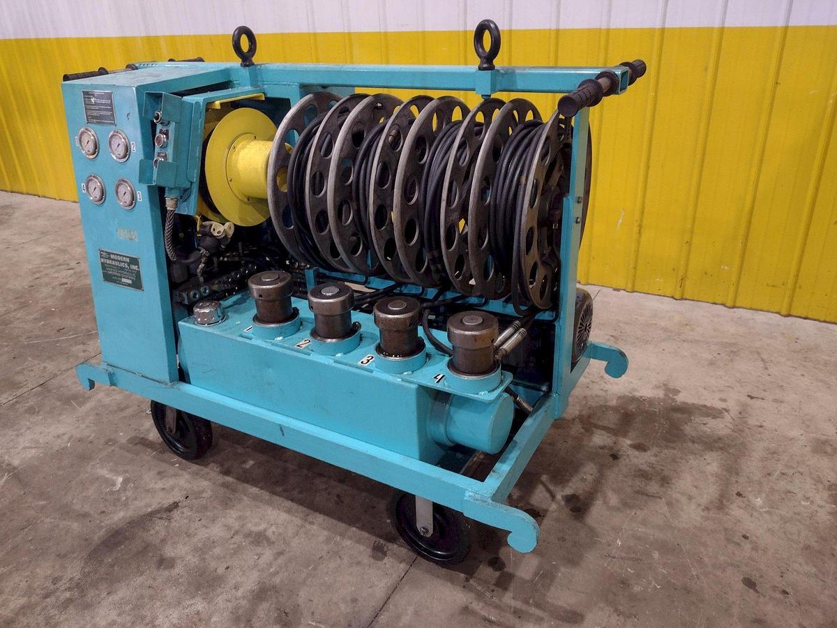 Used 40 TON MODERN HYDRAULICS 4 CYLINDER PORTABLE HYDRAULIC DIE SETTING & SEPARATING SYSTEM