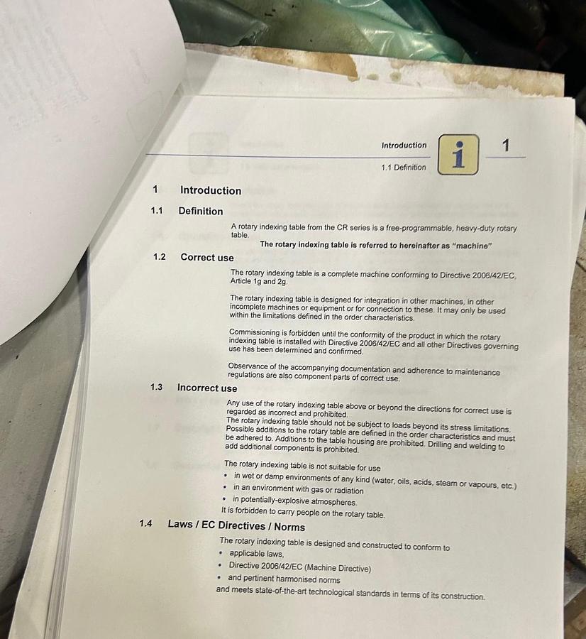 Used Weiss Rotary Indexing Table: Model: CR700CAA