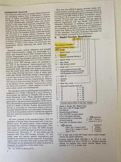 Fischer & Porter Mag-X 10D1435A Magnetic Flow Meter w/ Teflon Lining, 16"