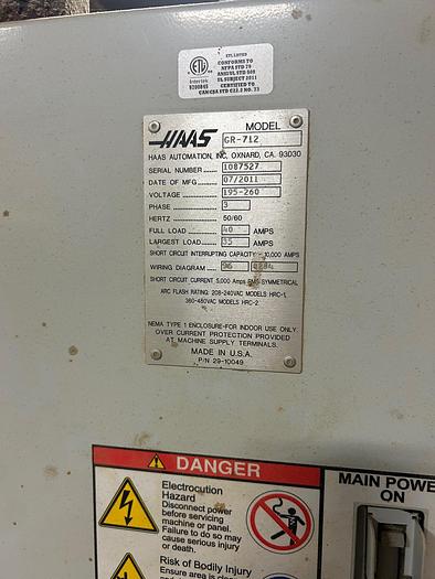 Used 2011 Haas CNC GR-712 Gantry Router
