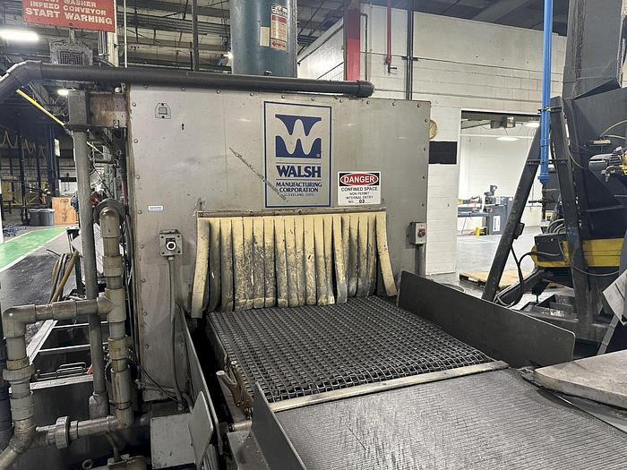 Used 3 STAGE X 36" X 18" WALSH MODEL #AOE286 STEEL MESH-BELT PASS-THROUGH STAINLESS WASHER
