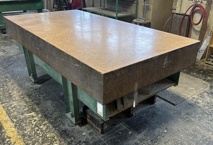 Used 96" x 48" x 10" Starrett Pink Granite Surface Plate & Stand
