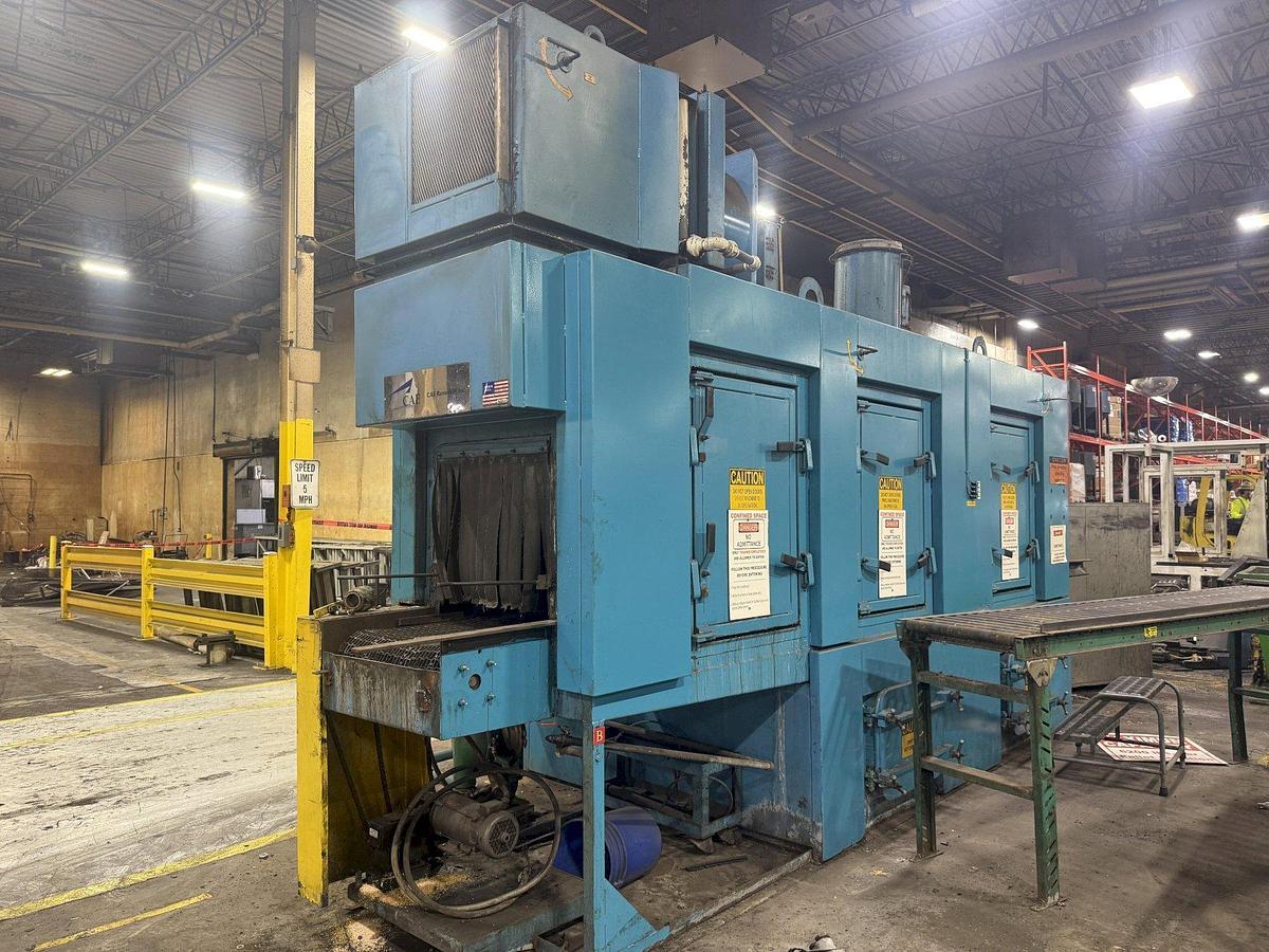Used 24" x 24" RANSOHOFF 3-STAGE STEEL MESH CONVEYOR PASS THROUGH PARTS WASHER