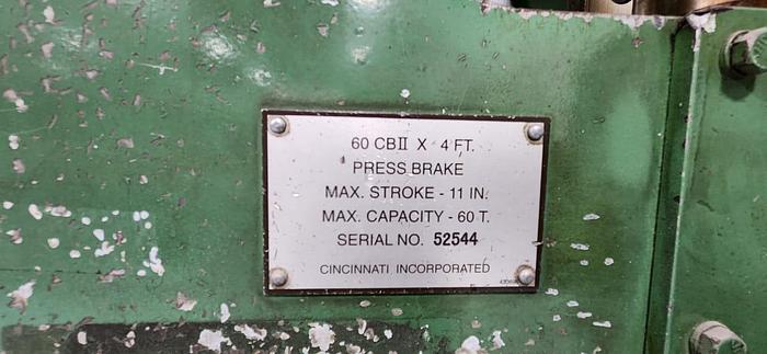 Used 60 TON X 6' CINCINNATI 60CBIIX4 CNC HYDRAULIC PRESS BRAKE