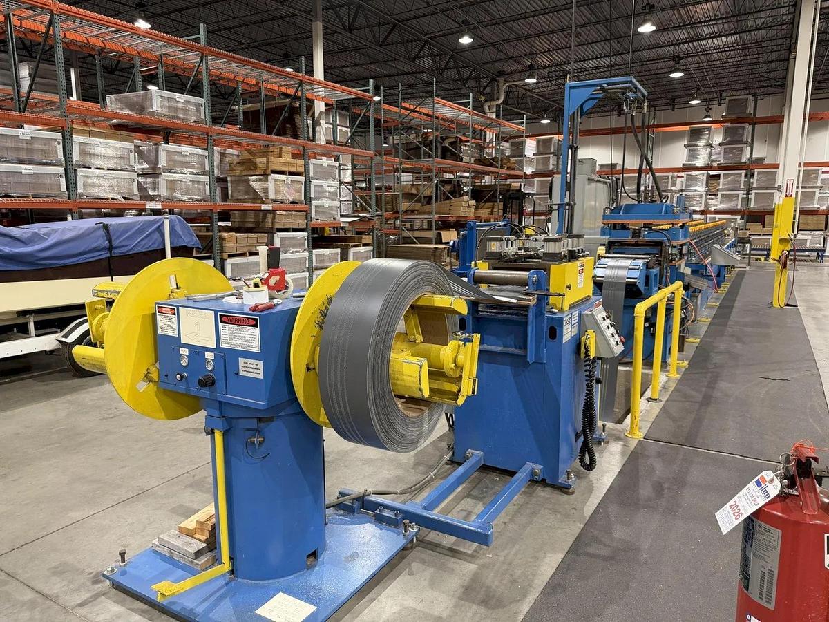 Used 30 STAND X 1.5" RLM ROLLFORMER LINE TOOLED FOR LEAF SOLUTIONS GUTTER TOPPER, 20" ROLL SPACE (2001)