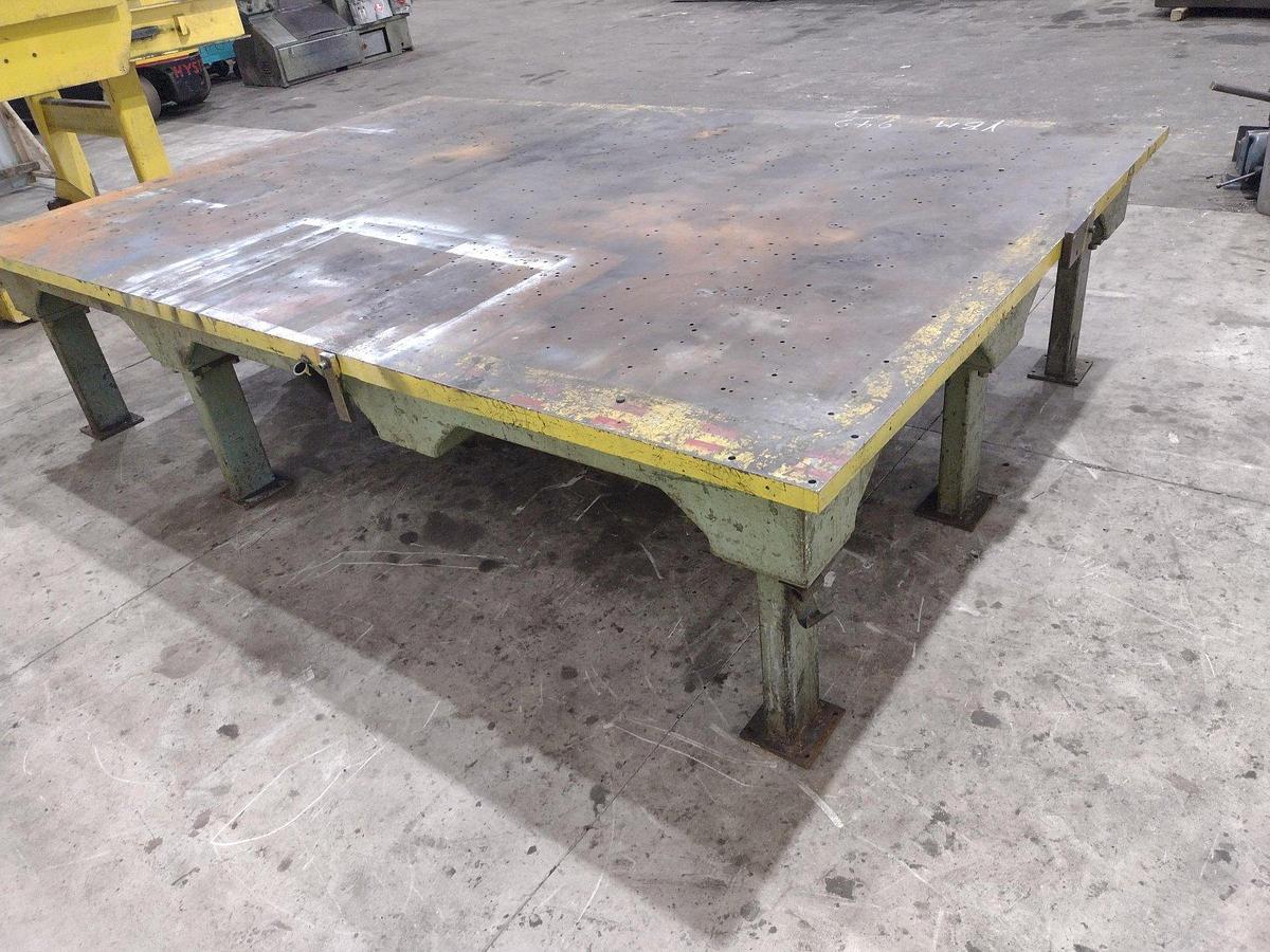 Used 148" X 98" HEAVY DUTY STEEL LAYOUT WELDING SHOP TABLE