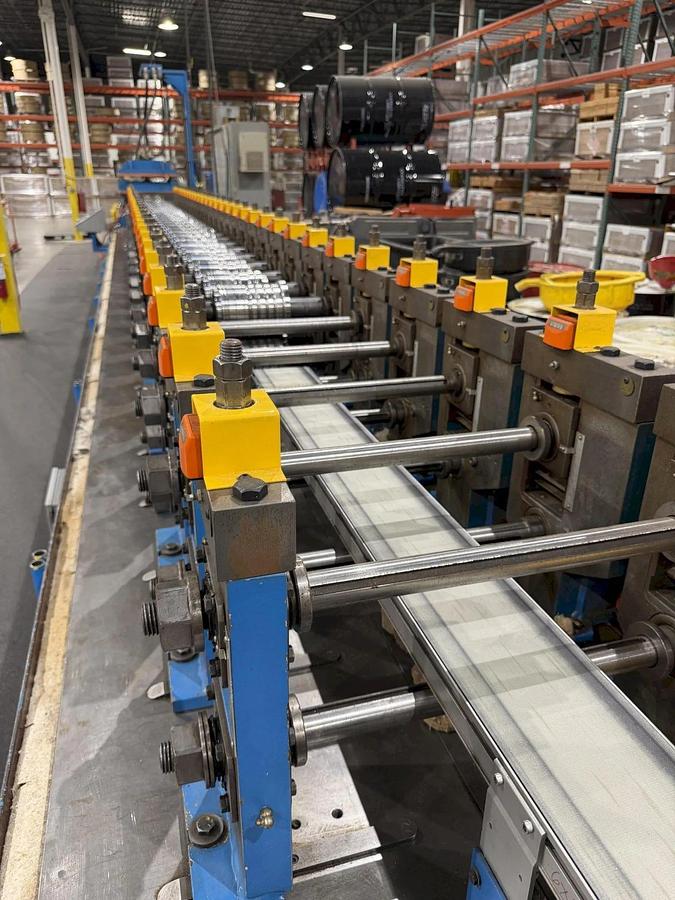 Used 30 STAND X 1.5" RLM ROLLFORMER LINE TOOLED FOR LEAF SOLUTIONS GUTTER TOPPER, 20" ROLL SPACE (2001)